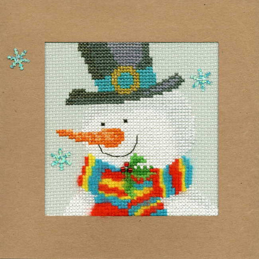 Snowy Man Cross Stitch Christmas Card Kit by Bothy Threads