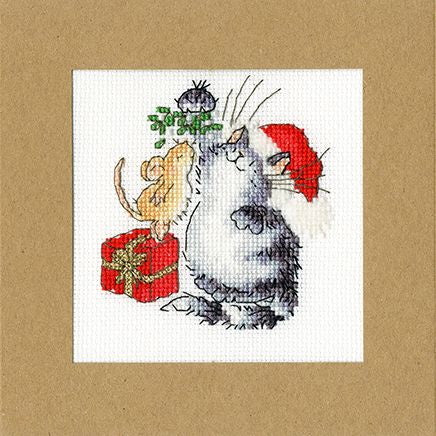 Under the Mistletoe Cross Stitch Christmas Card Kit by Bothy Threads