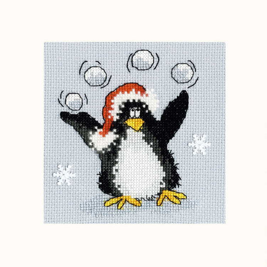 PPP Playing Snowballs Cross Stitch Christmas Card Kit by Bothy Threads