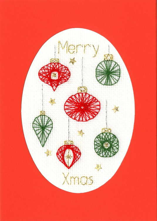 Christmas Baubles Cross Stitch Christmas Card Kit by Bothy Threads