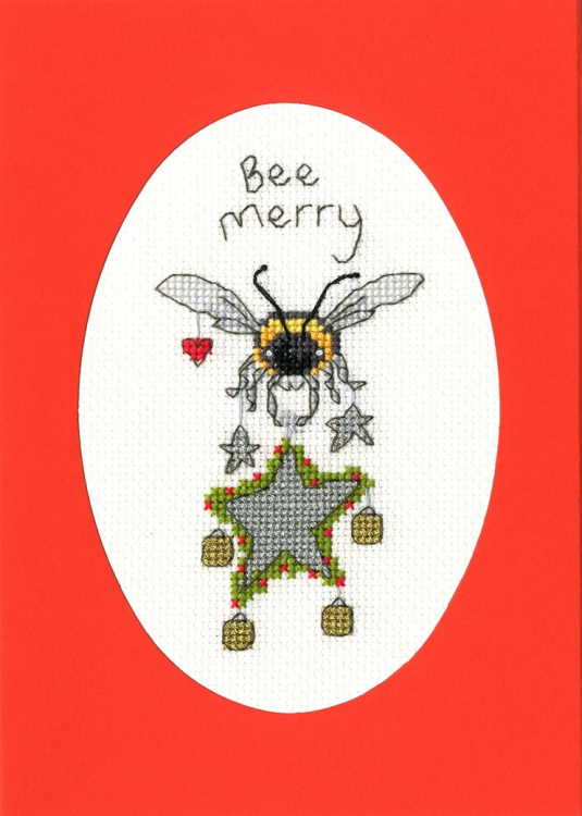 Bee Merry Cross Stitch Christmas Card Kit by Bothy Threads