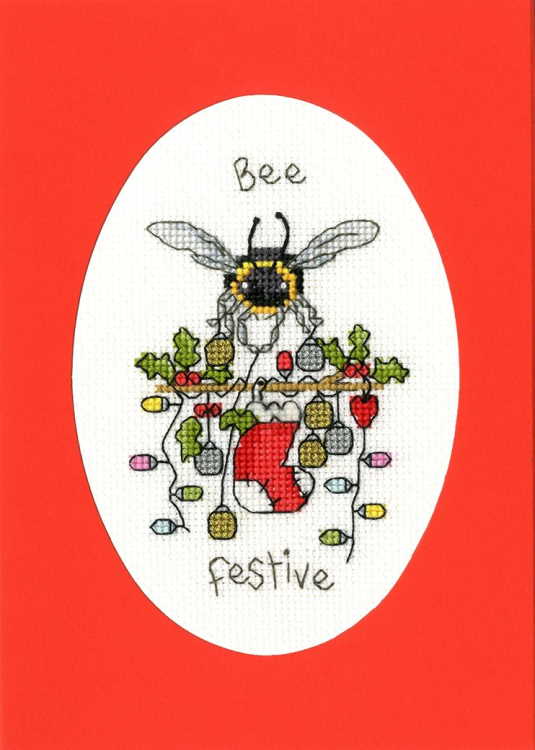 Bee Festive Cross Stitch Christmas Card Kit by Bothy Threads