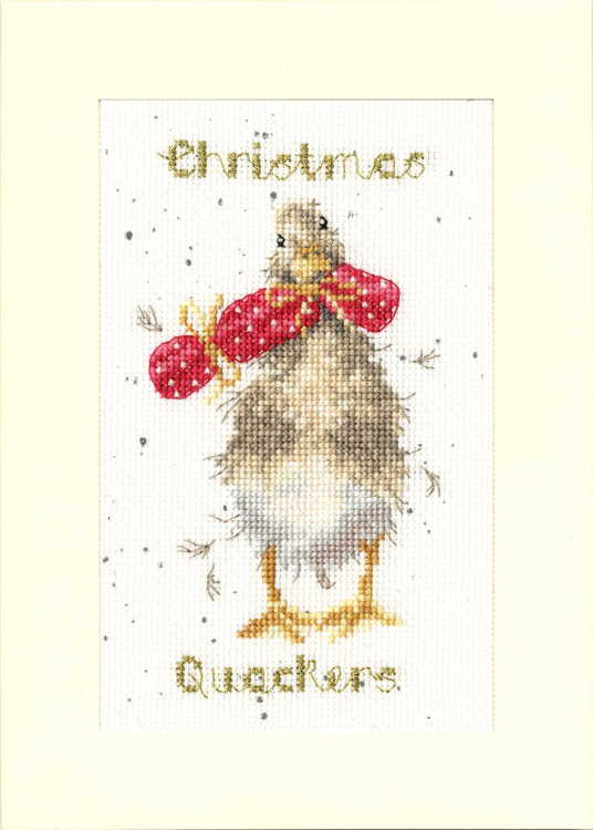 Christmas Quackers Cross Stitch Christmas Card Kit by Bothy Threads