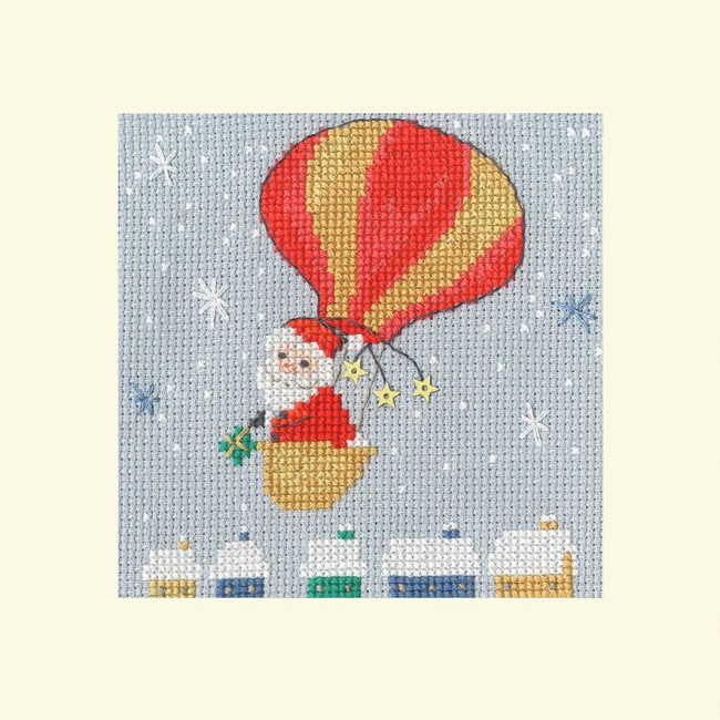 Delivery by Balloon Cross Stitch Christmas Card Kit by Bothy Threads