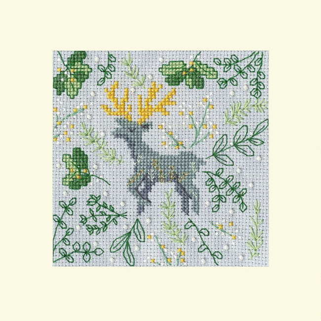 Scandi Deer Cross Stitch Christmas Card Kit by Bothy Threads