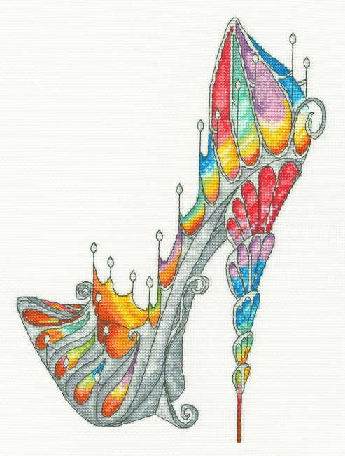 Stained Glass Slipper Cross Stitch Kit By Bothy Threads