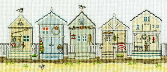 New England Beach Huts Cross Stitch Kit By Bothy Threads