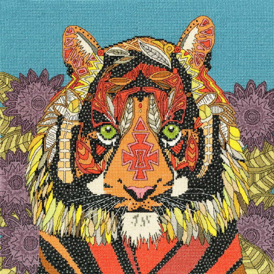Jewelled Tiger Cross Stitch Kit By Bothy Threads
