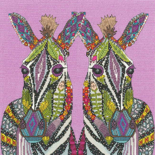 Jewelled Zebras Cross Stitch Kit By Bothy Threads