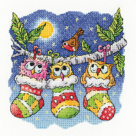 A Christmas Hoot Cross Stitch Kit by Heritage Crafts