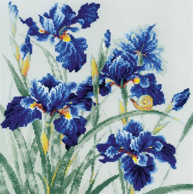 Blue Irises Cross Stitch Kit By RIOLIS