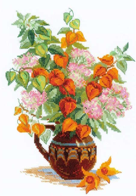 Bouquet with Physalis Cross Stitch Kit By RIOLIS