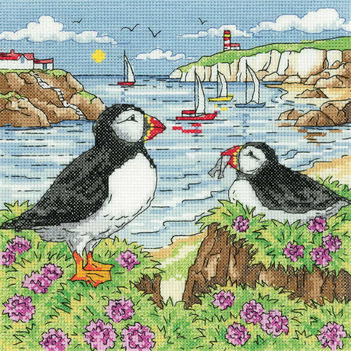 Puffin Shore Cross Stitch Kit by Heritage Crafts