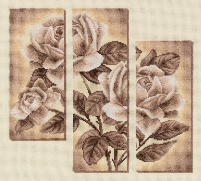 Rose Triptych Cross Stitch Kit by PANNA