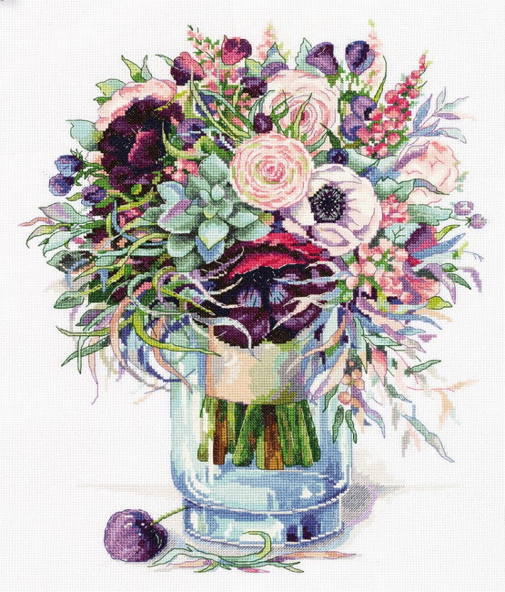 Bouquet with Anemones Cross Stitch Kit by PANNA