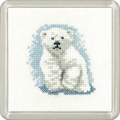 Polar Bear Cub Cross Stitch Coaster Kit by Heritage Crafts
