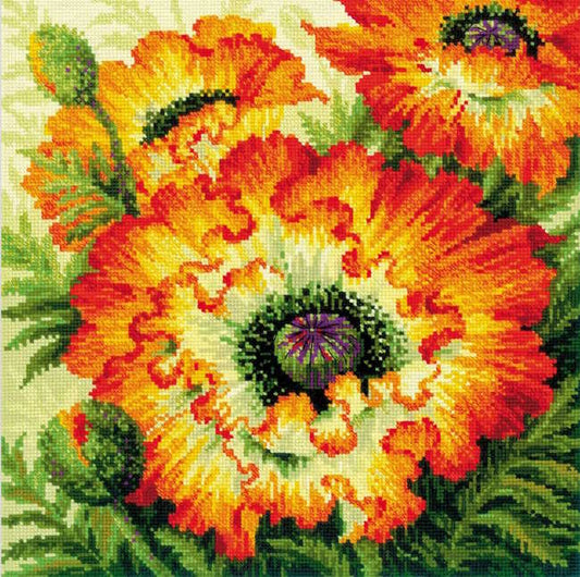 Fire Poppies Cross Stitch Kit By RIOLIS