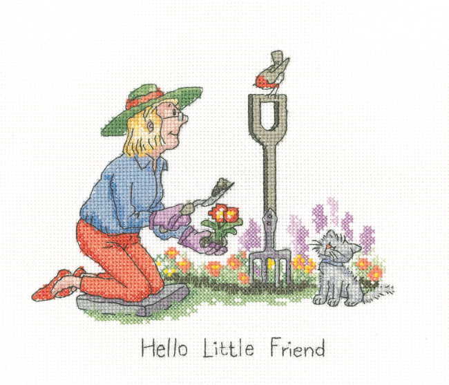 Hello Little Friend Cross Stitch Kit by Heritage Crafts