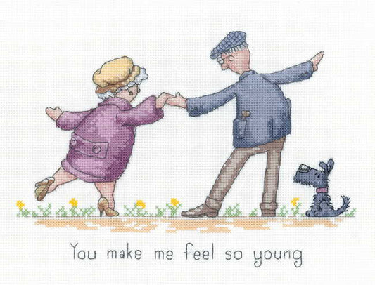 You Make Me Feel So Young Cross Stitch Kit by Heritage Crafts