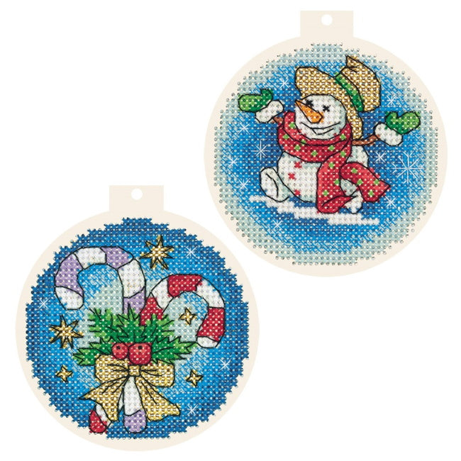 Candy Cane Christmas Baubles Cross Stitch Kit by PANNA