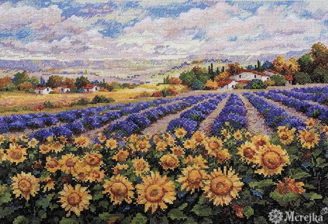 Fields of Lavender and Sunflowers Cross Stitch Kit by Merejka
