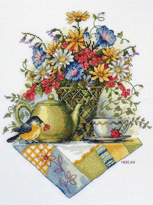 Wildflower Tea Cross Stitch Kit by Merejka
