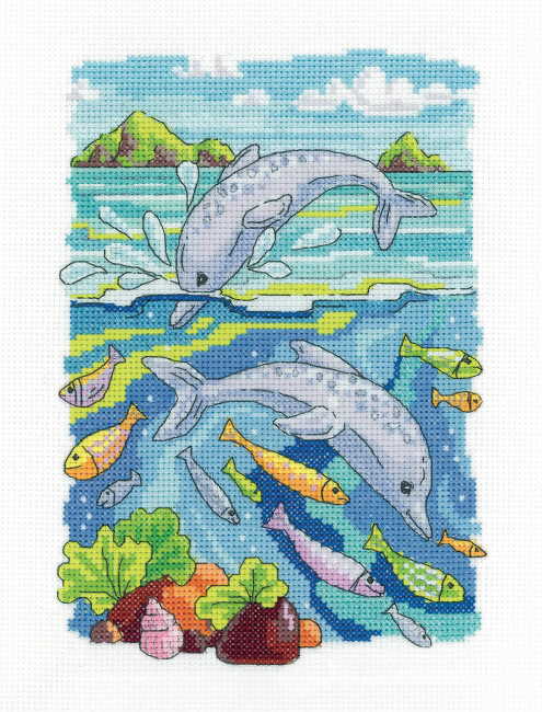 Dolphins Cross Stitch Kit by Heritage Crafts
