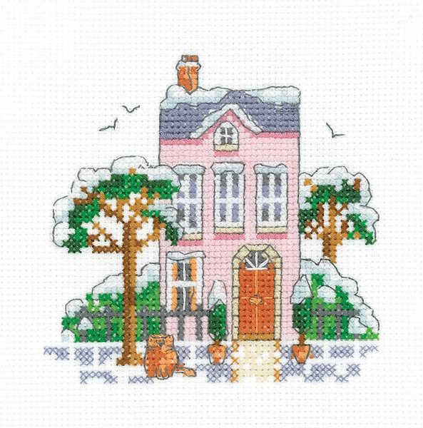 Winter Town House Cross Stitch Kit by Heritage Crafts