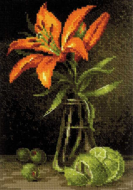Lily and Lime Cross Stitch Kit By RIOLIS