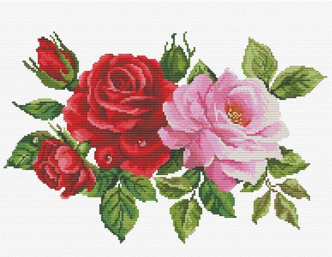 Rose Bouquet Printed Cross Stitch Kit by Needleart World