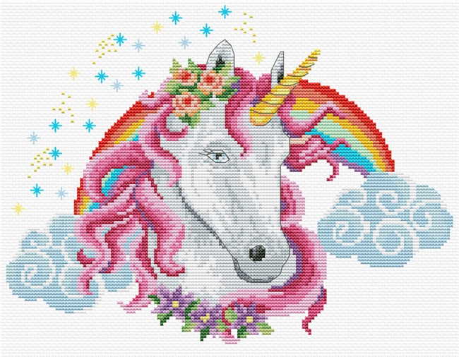 Rainbow Unicorn Printed Cross Stitch Kit by Needleart World