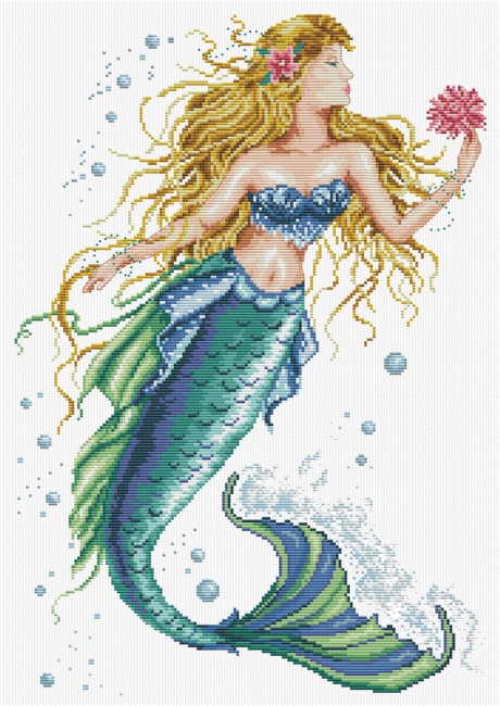 Mermaid Wish Printed Cross Stitch Kit by Needleart World
