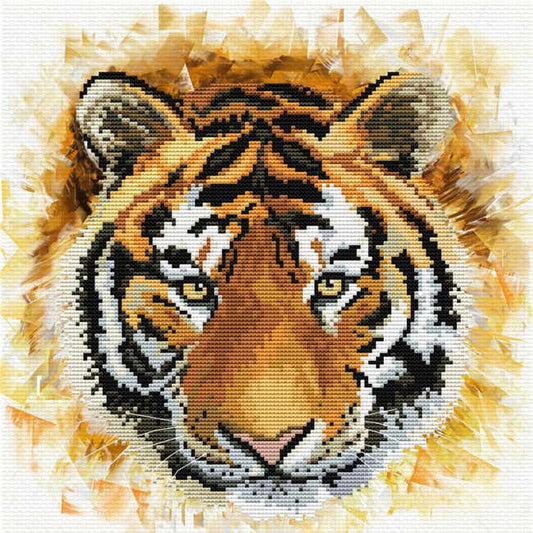 Tiger Charge Printed Cross Stitch Kit by Needleart World