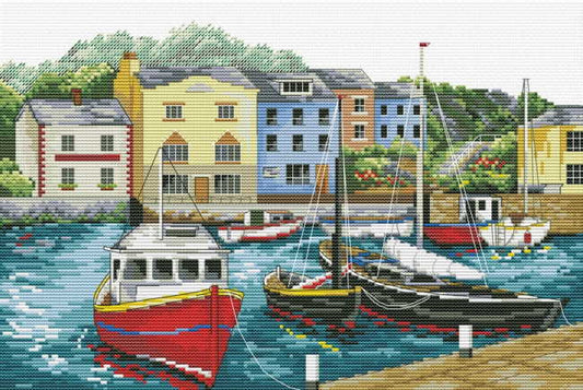 Fishing Village Printed Cross Stitch Kit by Needleart World