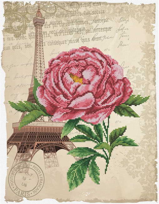 Romantic Rose Printed Cross Stitch Kit by Needleart World