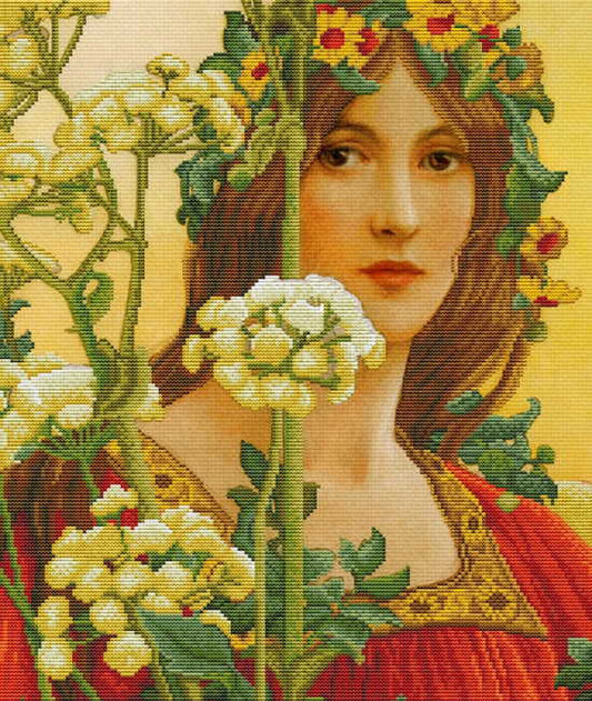 Our Lady of Cow Parsley Printed Cross Stitch Kit by Needleart World