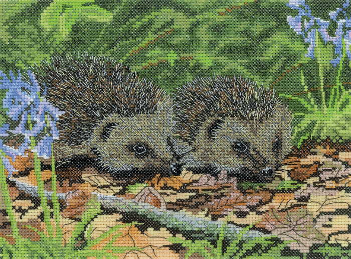 Hedgehogs In Spring Cross Stitch Kit by Heritage Crafts