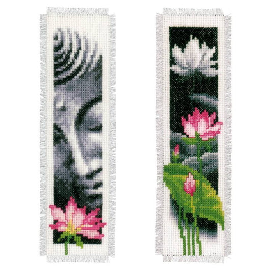 Lotus and Buddah Bookmark Cross Stitch Kit By Vervaco