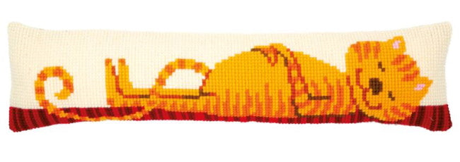 Funny Cat Cross Stitch Draught Excluder Cushion Kit By Vervaco