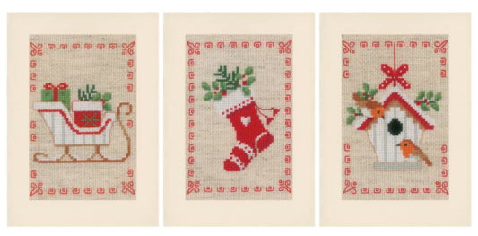 Christmas Motifs Cross Stitch Christmas Card Kit By Vervaco
