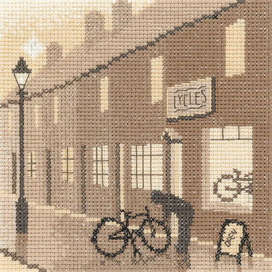 Bike Shop Cross Stitch Kit by Heritage Crafts