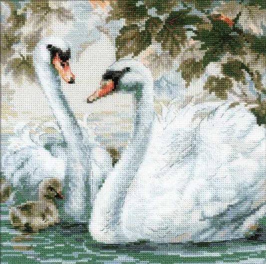 White Swans Cross Stitch Kit By RIOLIS