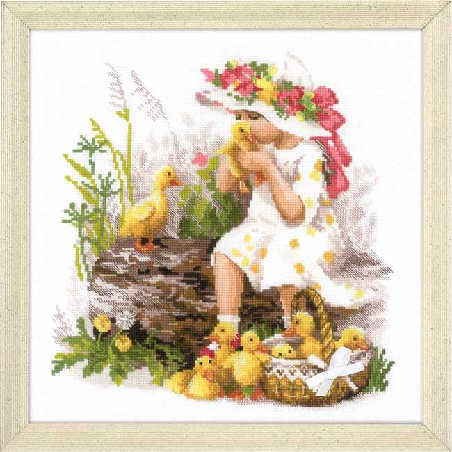 Girl with Ducklings Cross Stitch Kit By RIOLIS