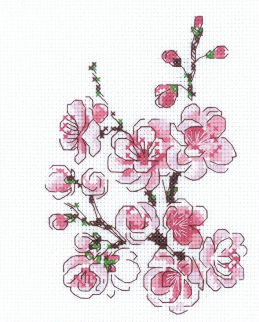 Branch of Sakura Cross Stitch Kit By RIOLIS