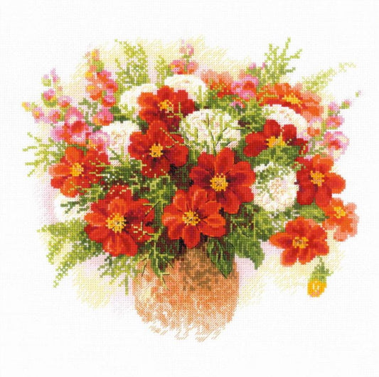 Watercolour Dahlias Cross Stitch Kit By RIOLIS