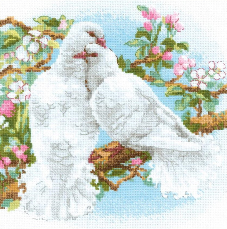 White Doves Cross Stitch Kit By RIOLIS
