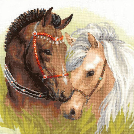 Pair of Horses Cross Stitch Kit By RIOLIS