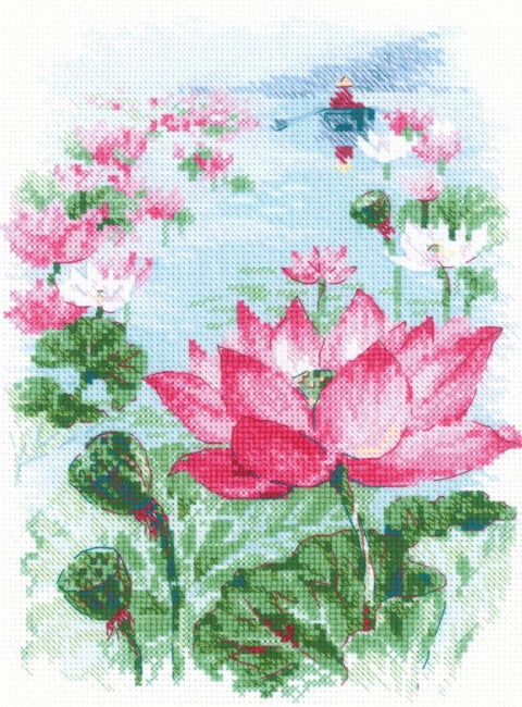 Lotus Field - Fisher Cross Stitch Kit By RIOLIS
