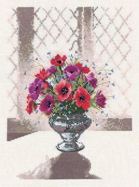 Silver Vase Cross Stitch Kit by Heritage Crafts