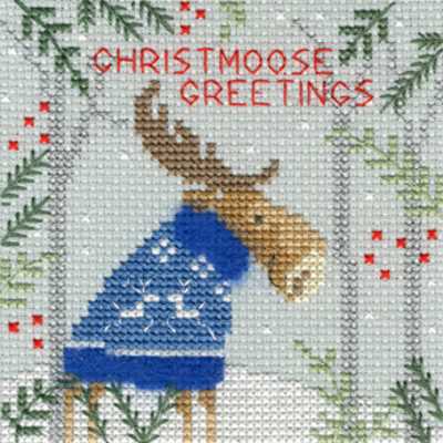 Christmas Moose Cross Stitch Christmas Card Kit by Bothy Threads